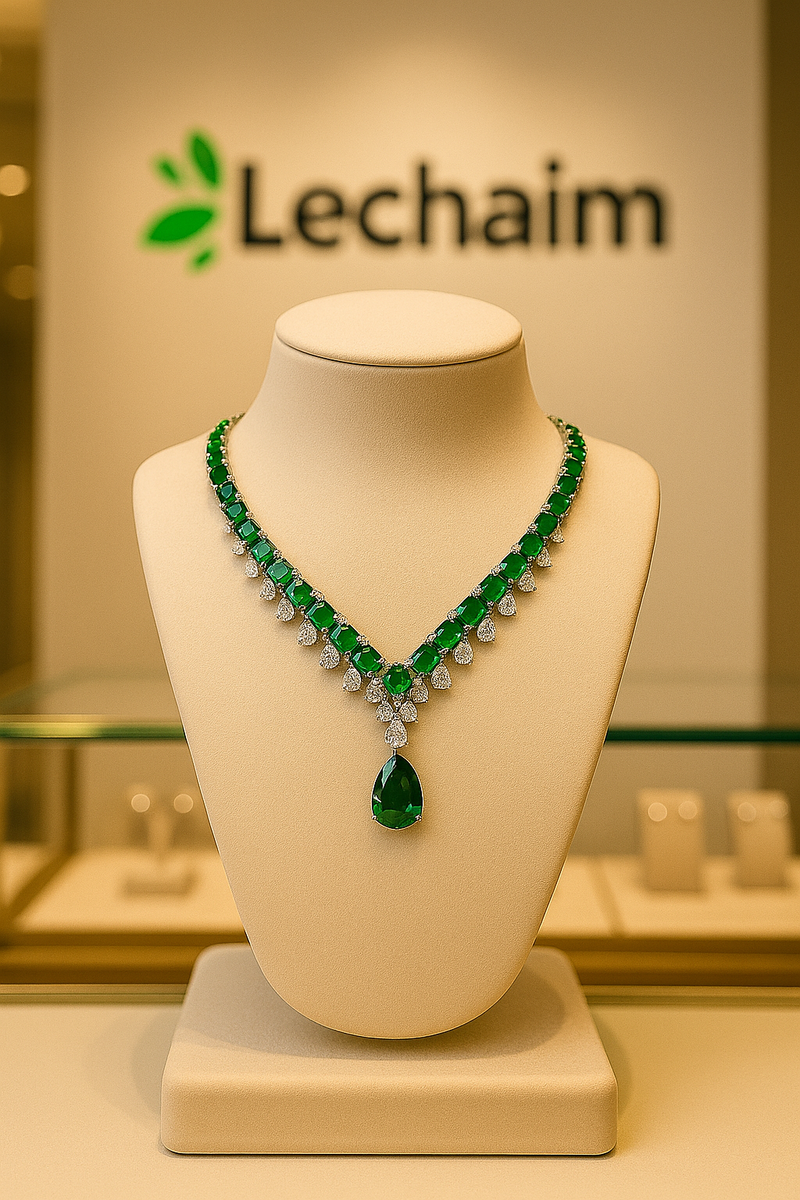 Colar Modelo Francês Vintage Com Zircônia Verde Esmeralda