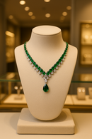 Colar Modelo Francês Vintage Com Zircônia Verde Esmeralda