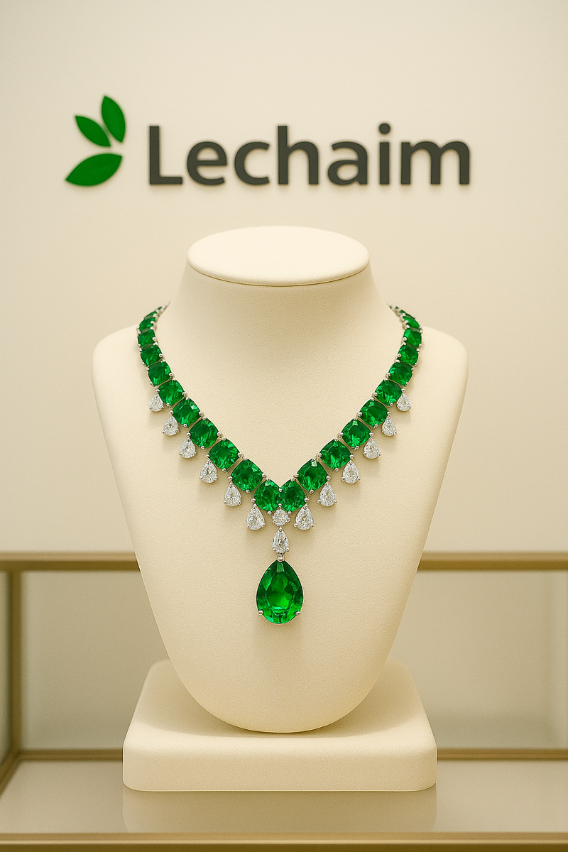 Colar Modelo Francês Vintage Com Zircônia Verde Esmeralda